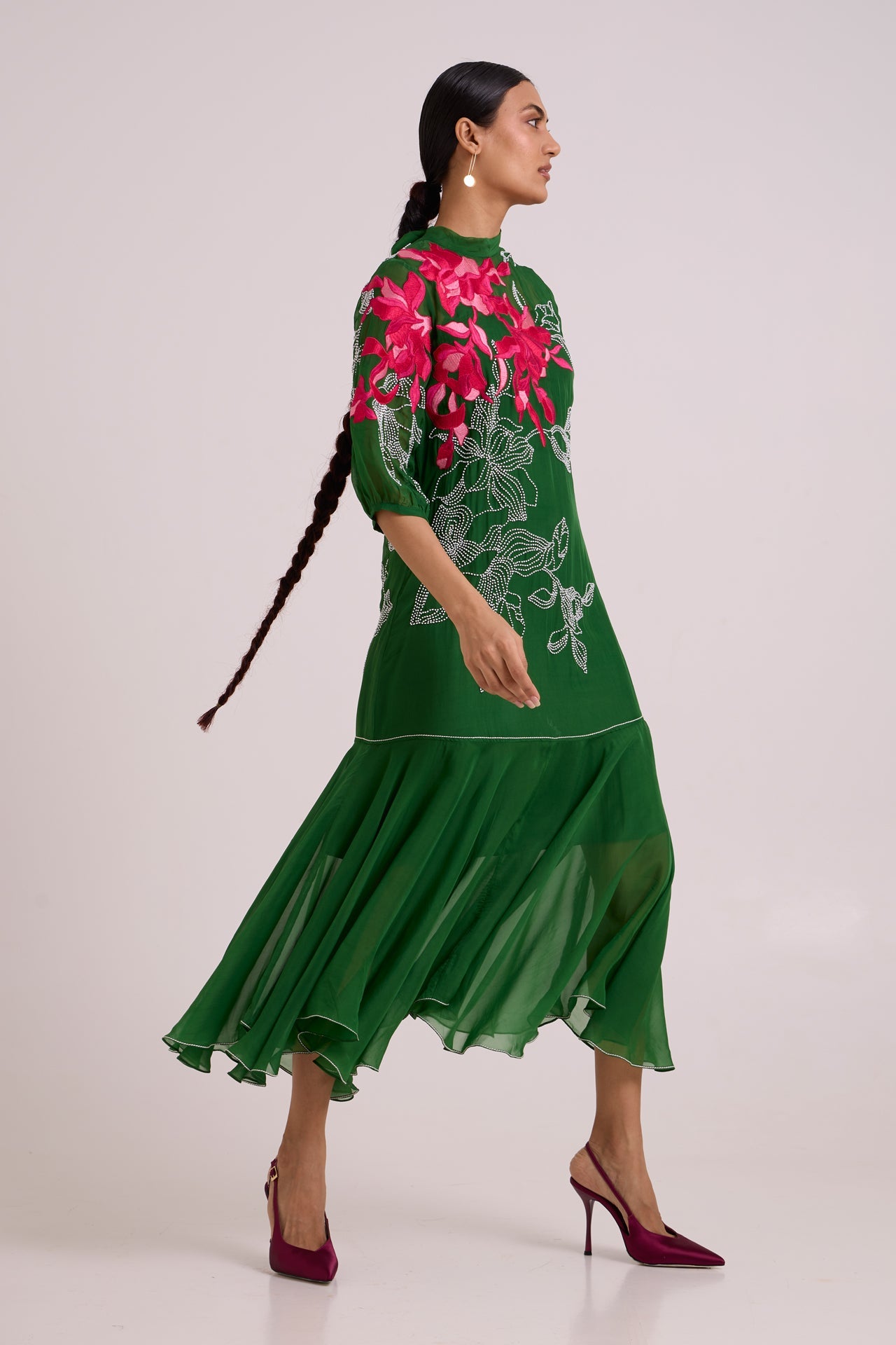 Reine Soft Bloom Organza Long Dress