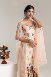 Aarani Beige Embroidered Sharara Set With A Cape