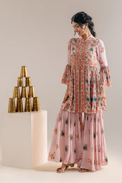 Aarani Pink Embroidered Sharara Set