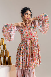 Aarani Pink Embroidered Sharara Set