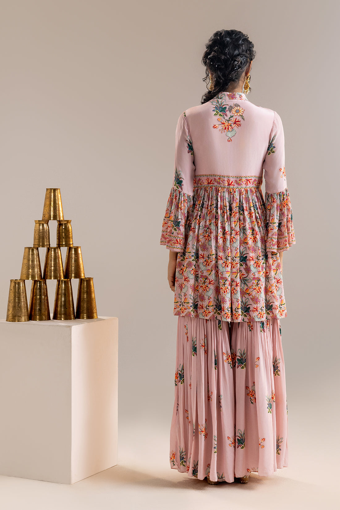 Aarani Pink Embroidered Sharara Set