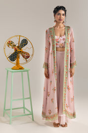 Aarani Pink Embroidered Co-ord Set With Jacket