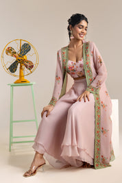 Aarani Pink Embroidered Co-ord Set With Jacket