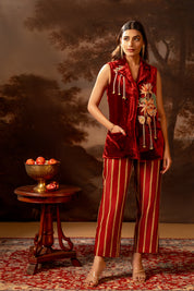 Aarani Red Embroidered Blazer Set