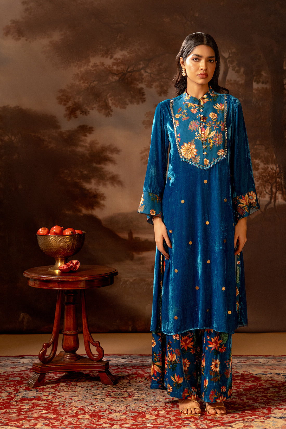 Aarani Blue Embroidered Kurta Set