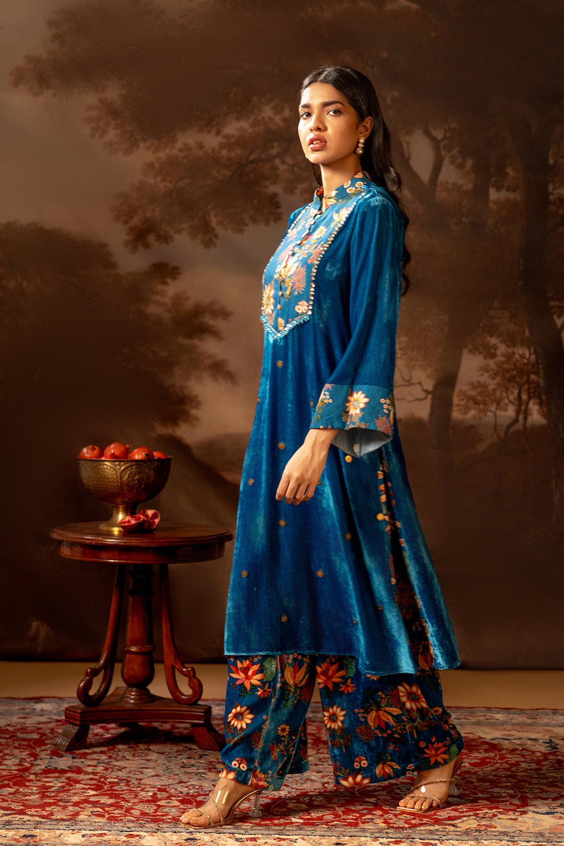 Aarani Blue Embroidered Kurta Set