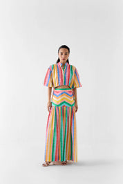 Leher Drawstring Crop Shirt & Gathered Skirt
