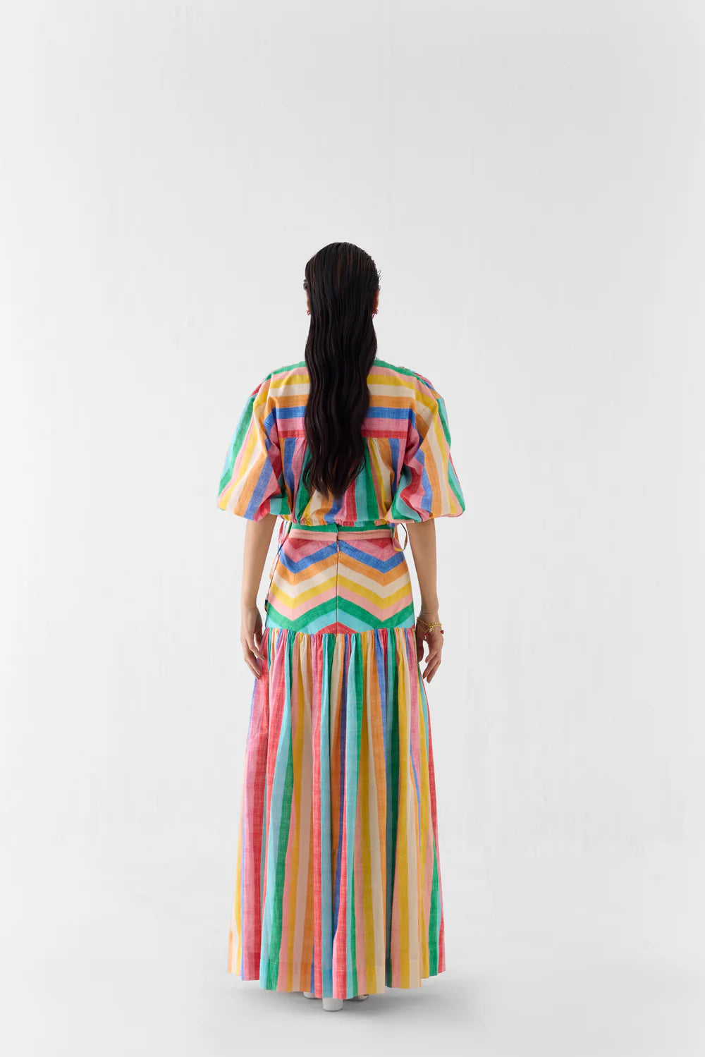 Leher Drawstring Crop Shirt & Gathered Skirt
