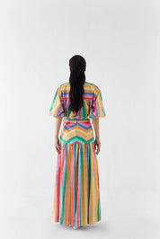 Leher Drawstring Crop Shirt & Gathered Skirt