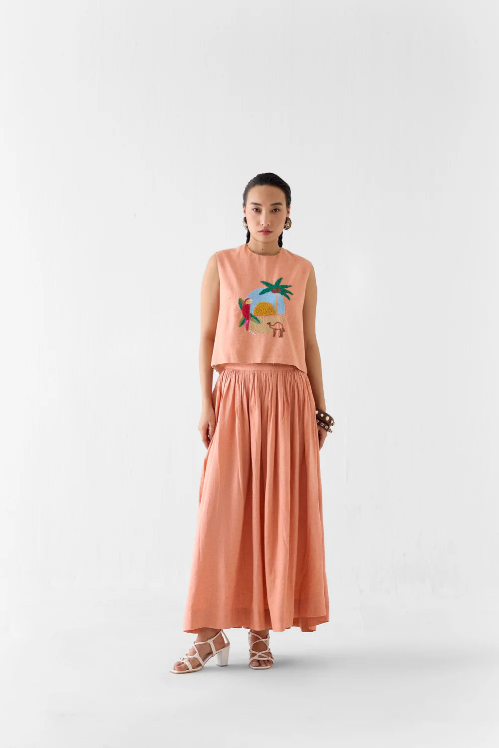 Sahara Linen Crop Top & Skirt Co-ord