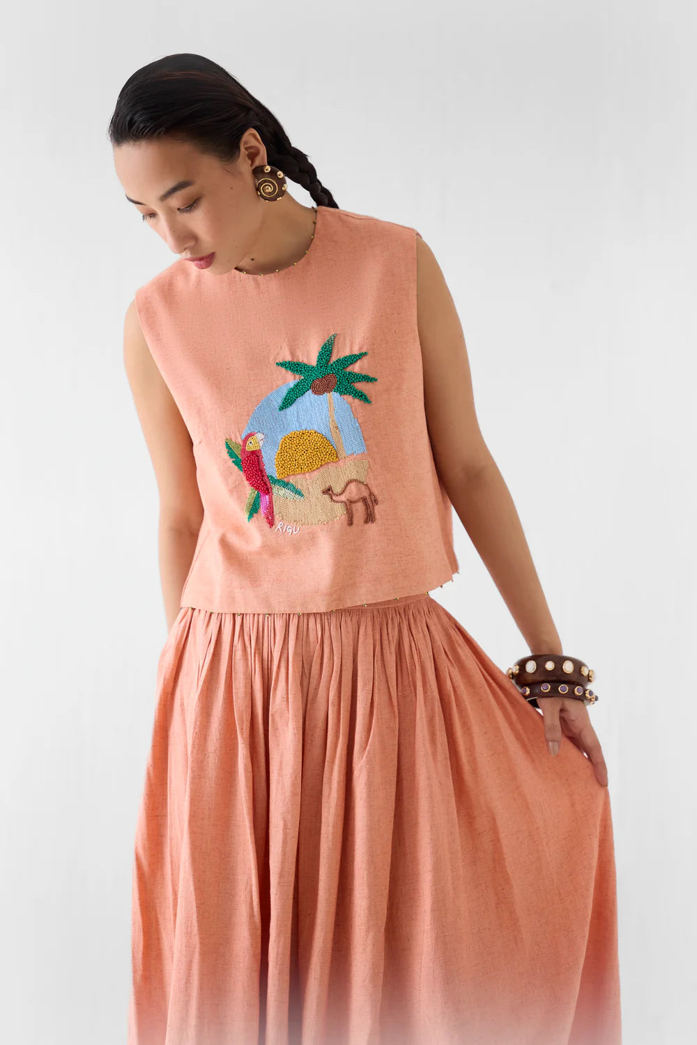 Sahara Linen Crop Top & Skirt Co-ord