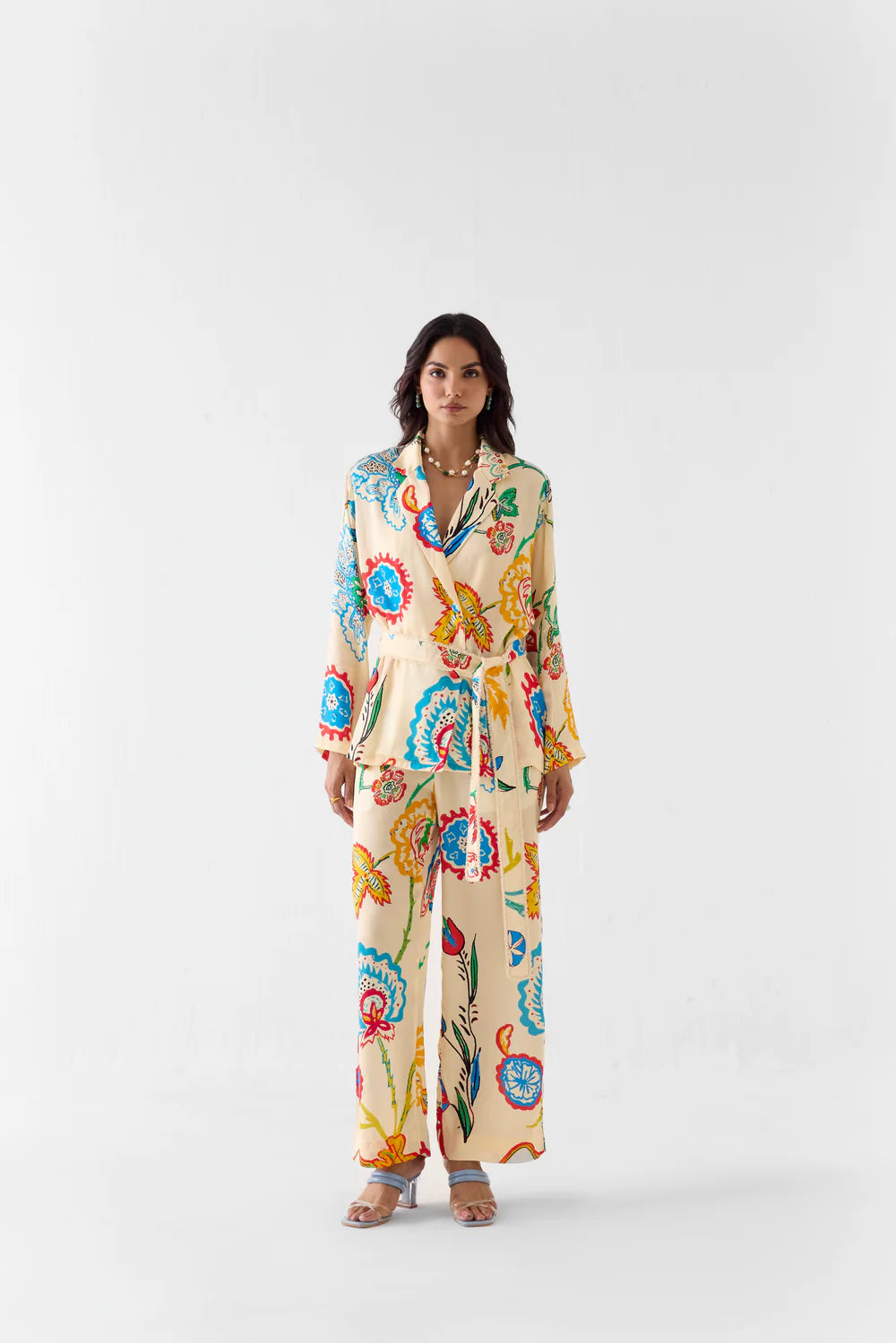 Sanganer Blazer Shirt And Trousers Co-ord