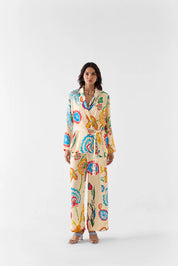 Sanganer Blazer Shirt And Trousers Co-ord