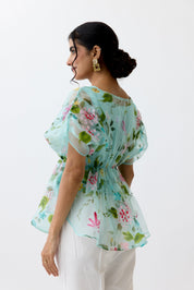 Blue Orchid Gather Top