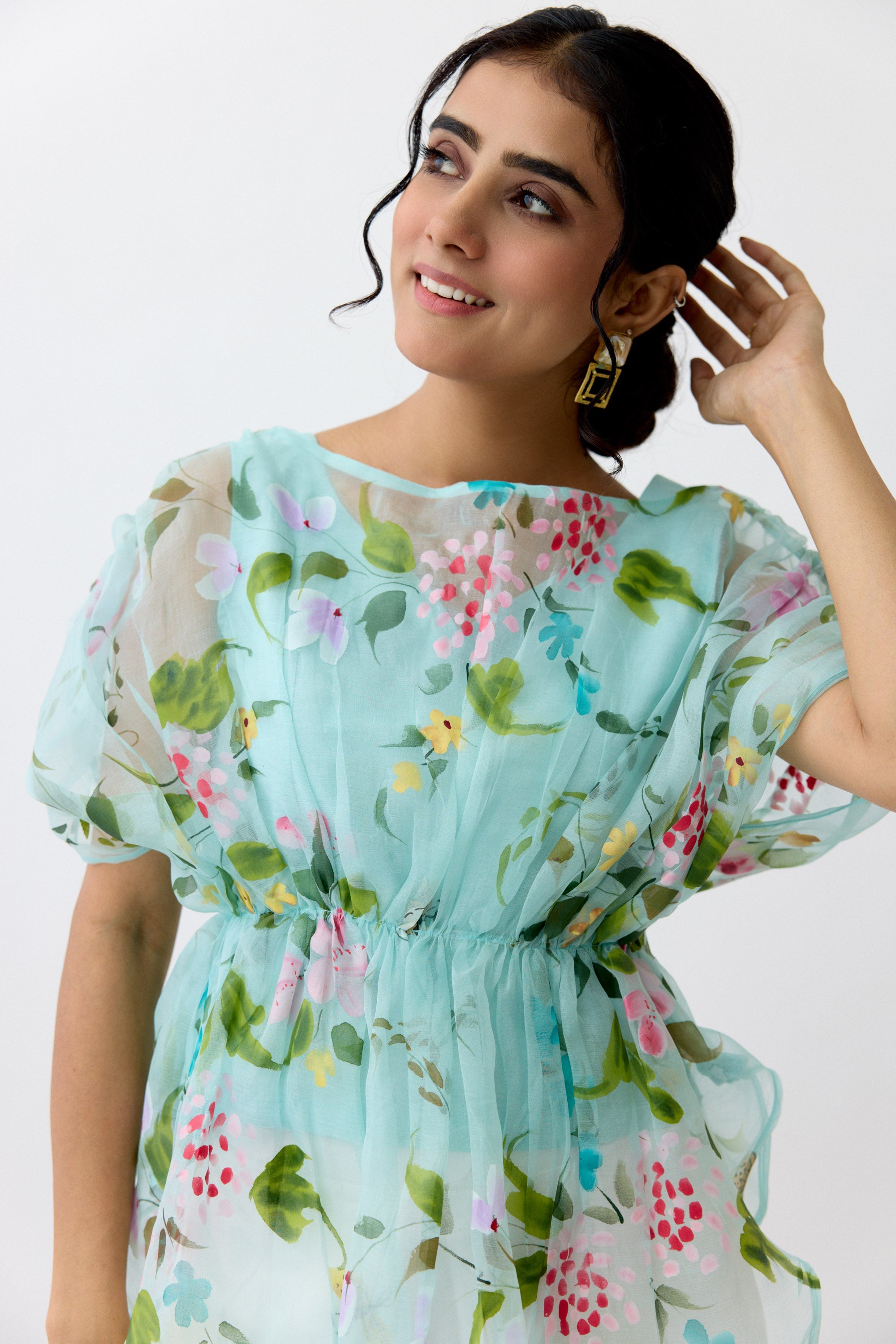 Blue Orchid Gather Top