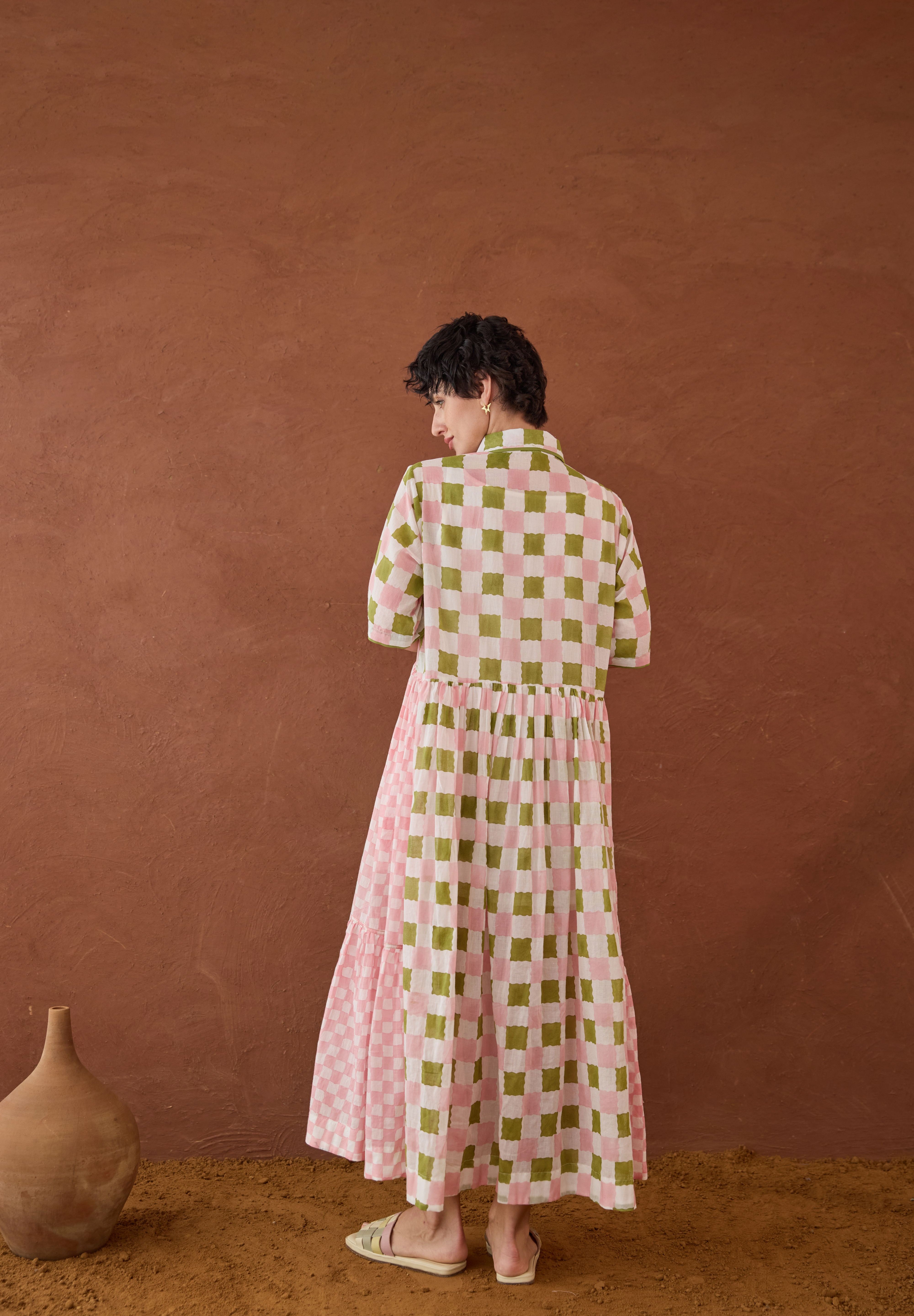 Spring Mosaic Shirt Dress