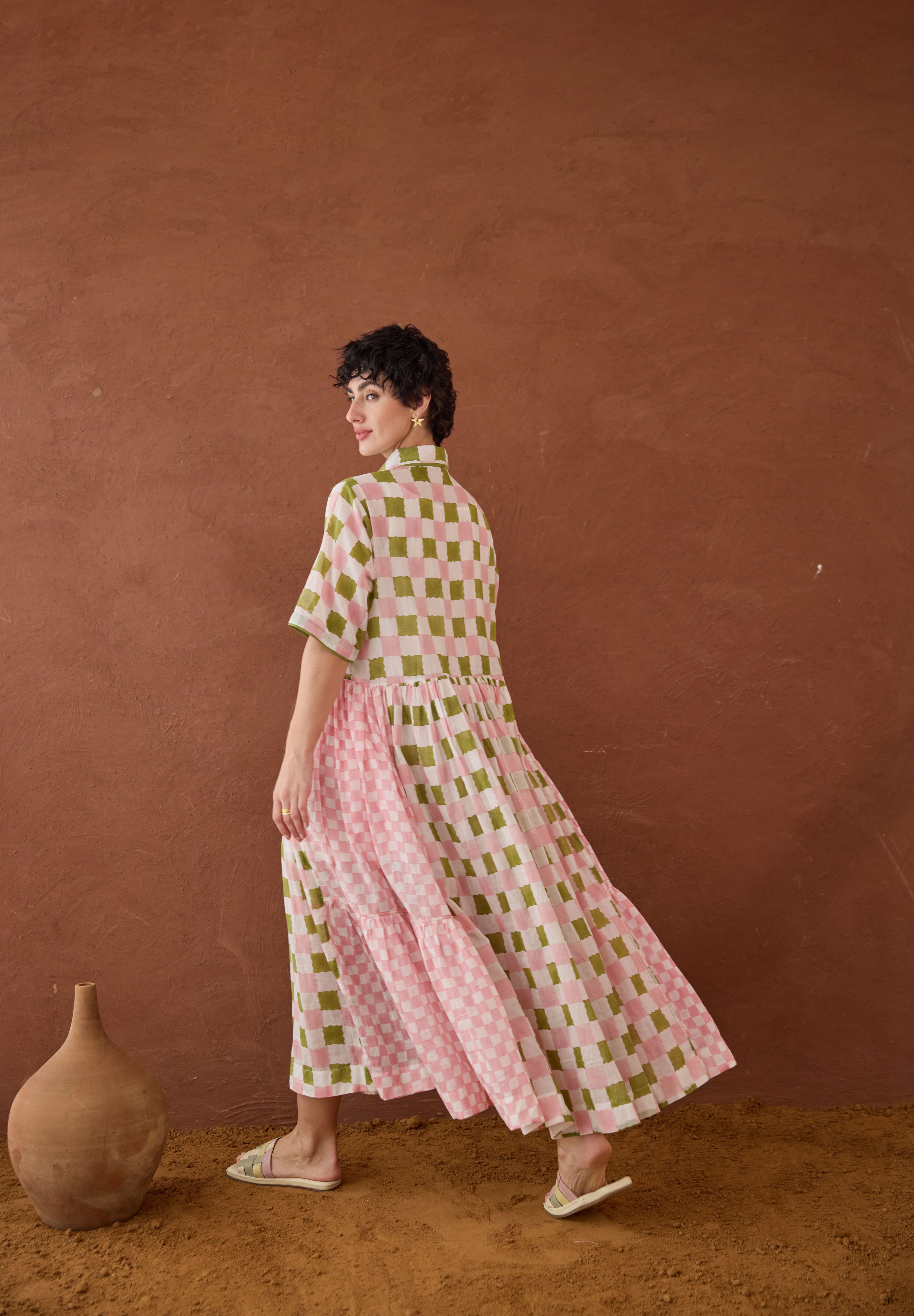 Spring Mosaic Shirt Dress