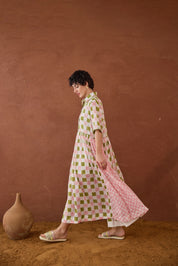 Spring Mosaic Shirt Dress