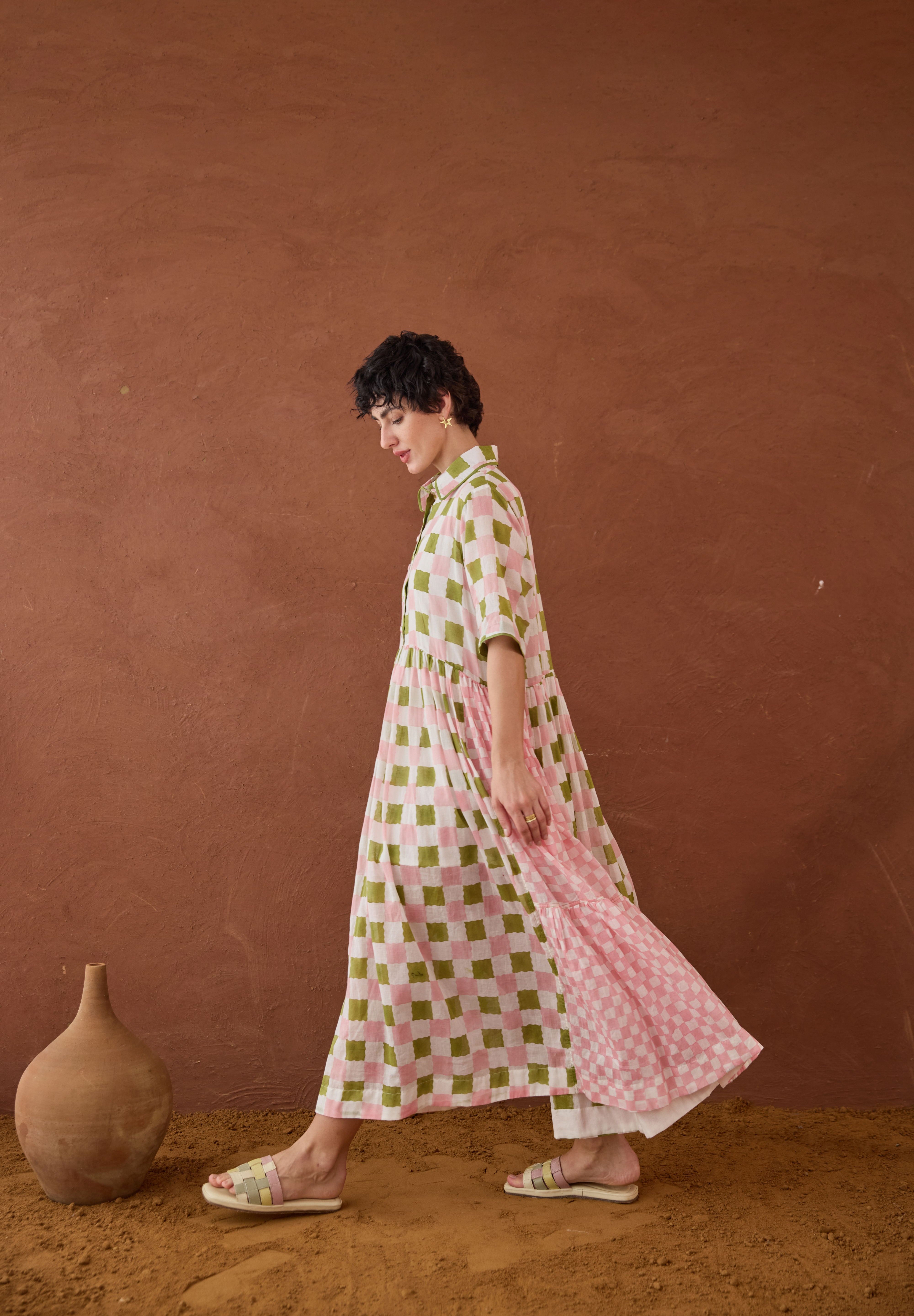 Spring Mosaic Shirt Dress
