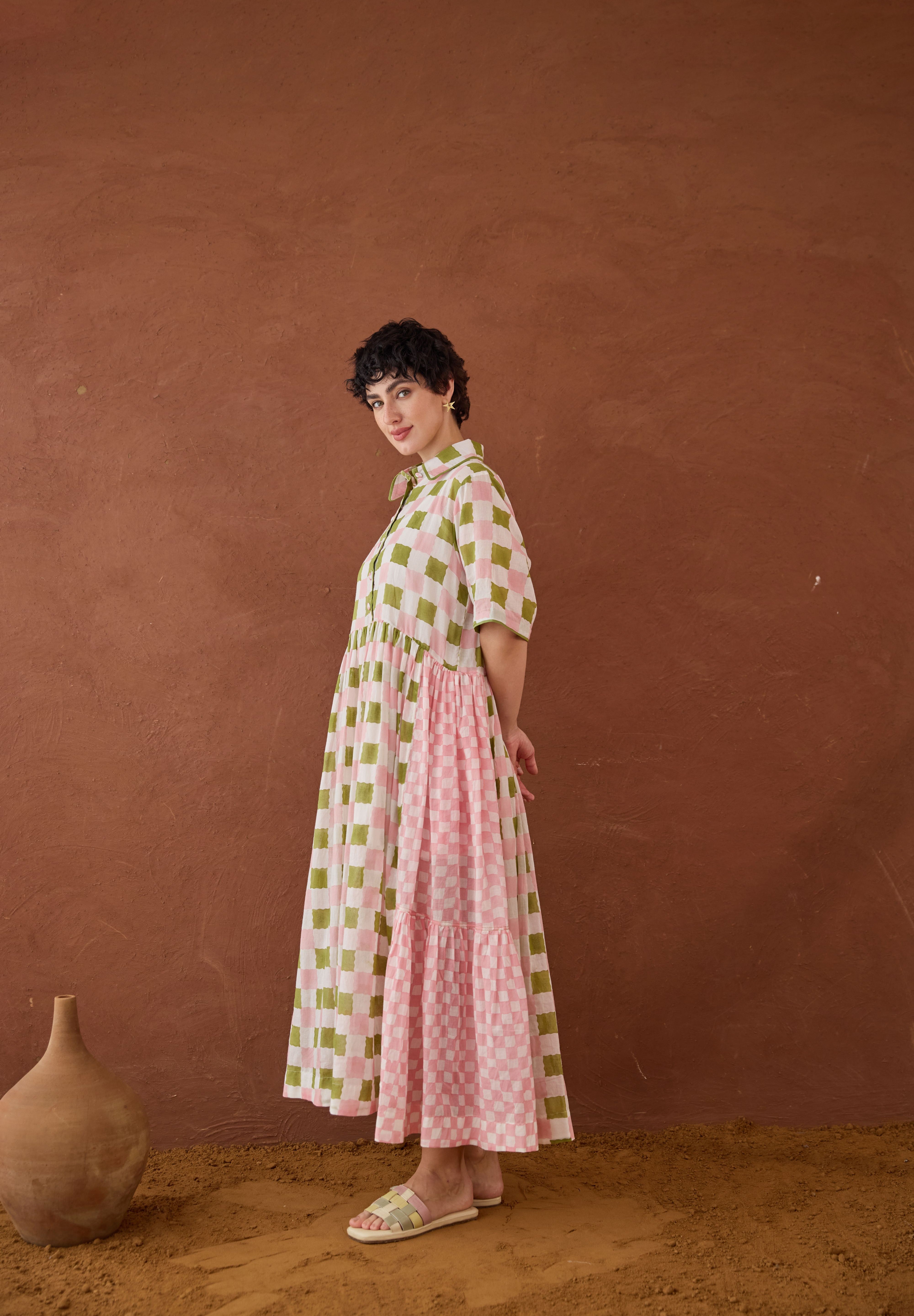 Spring Mosaic Shirt Dress