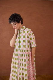 Spring Mosaic Shirt Dress