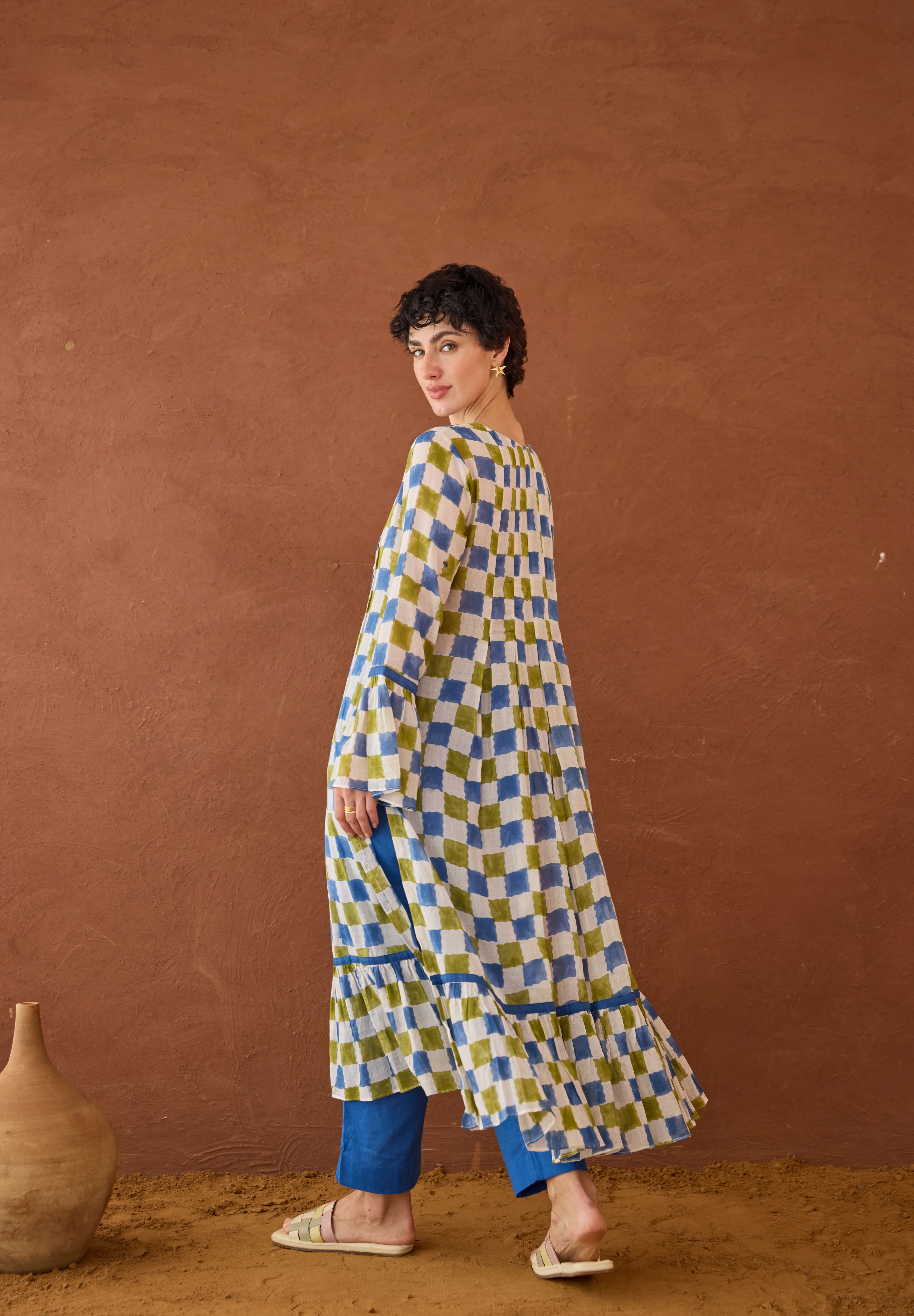 Cloudburst Plaid Kurta Set