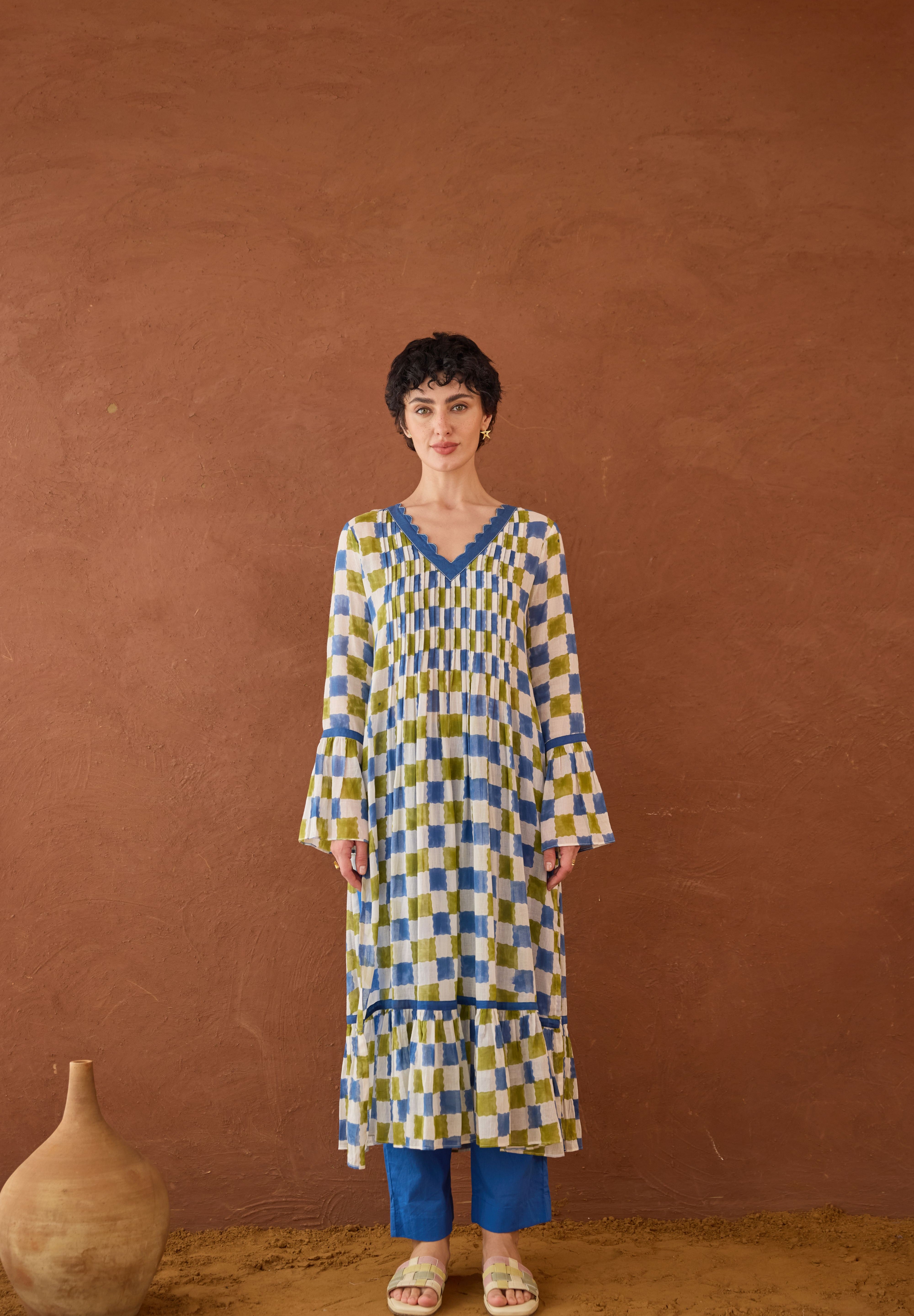 Cloudburst Plaid Kurta Set