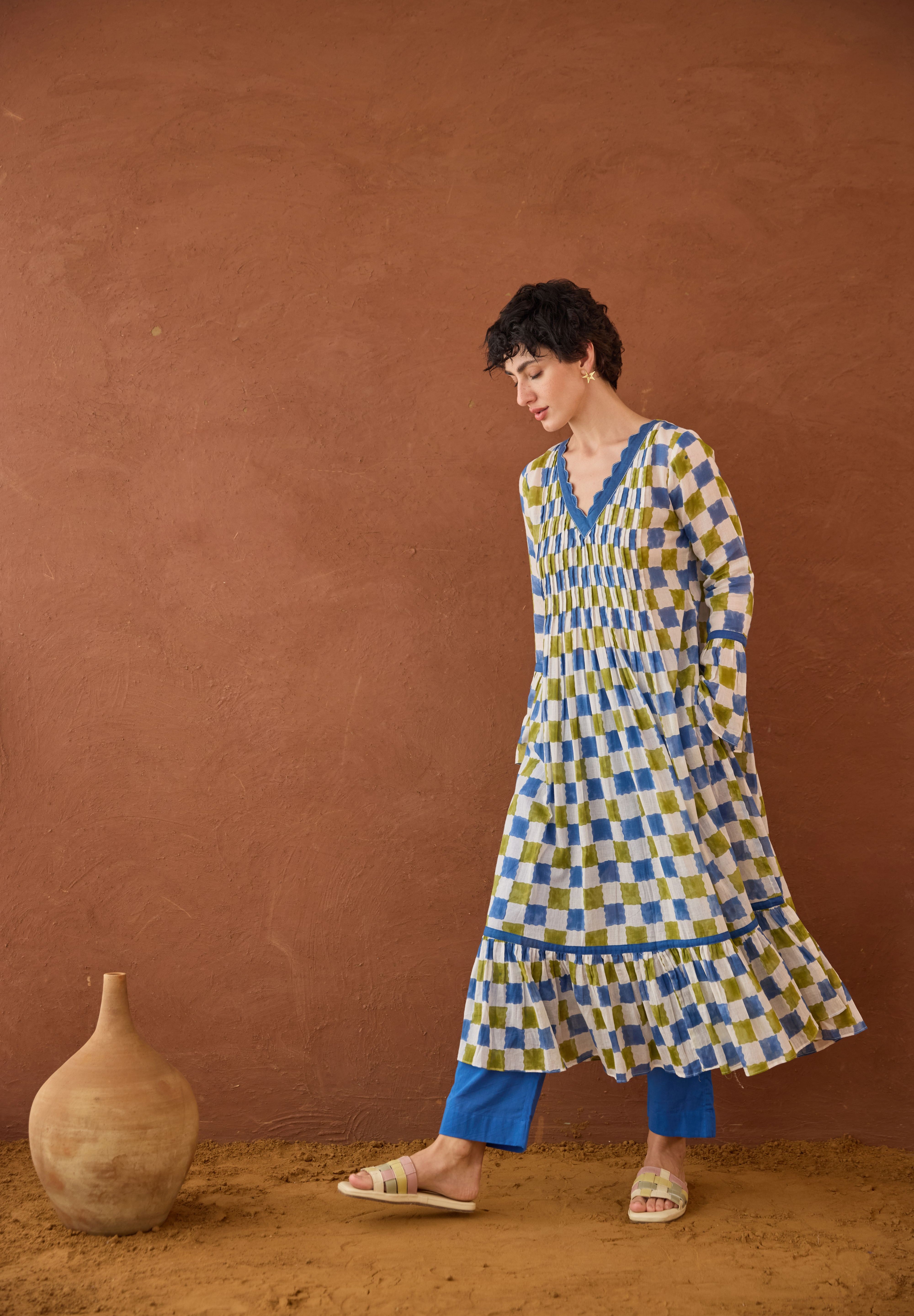 Cloudburst Plaid Kurta Set