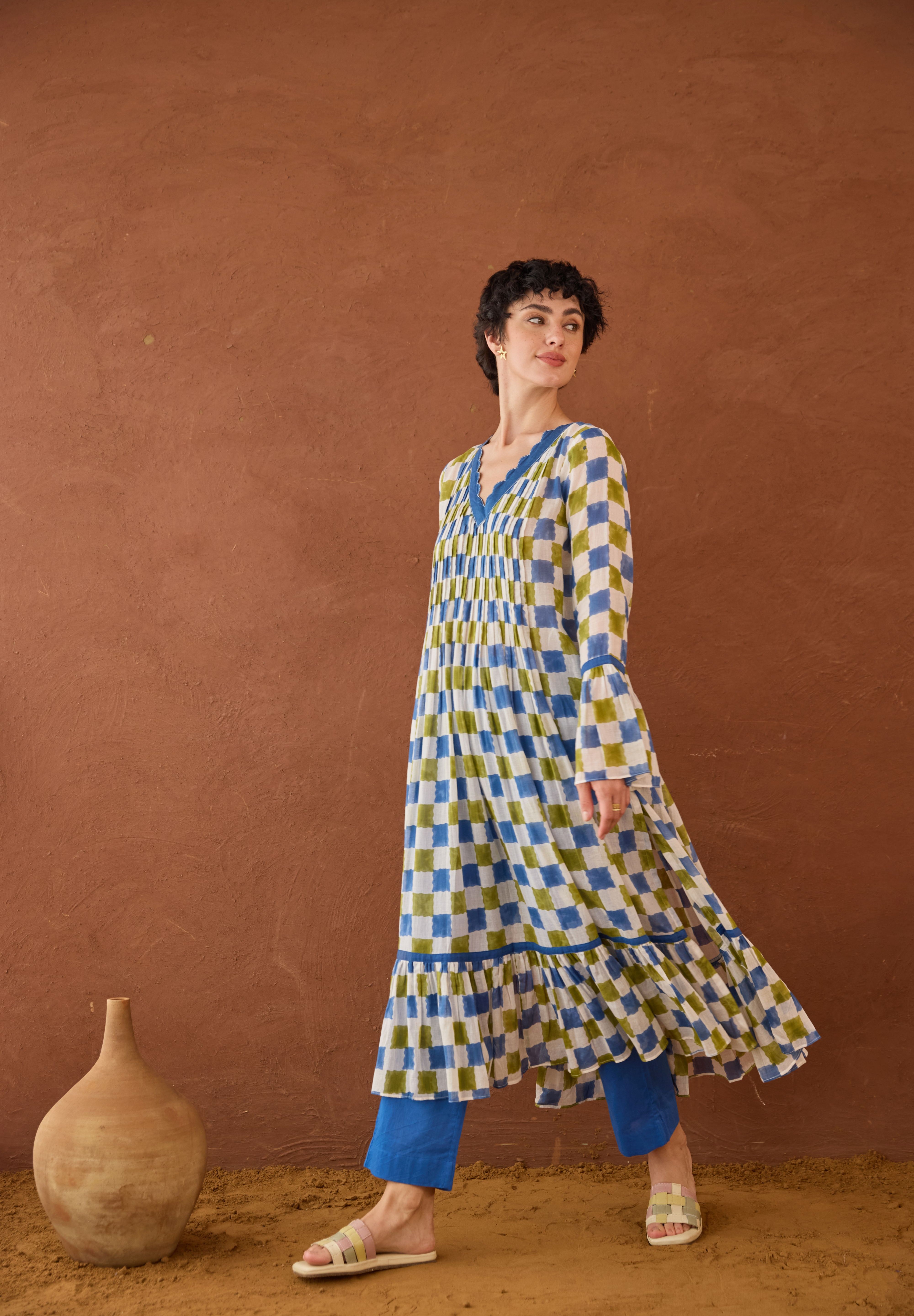 Cloudburst Plaid Kurta Set