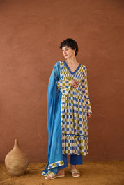 Cloudburst Plaid Kurta Set