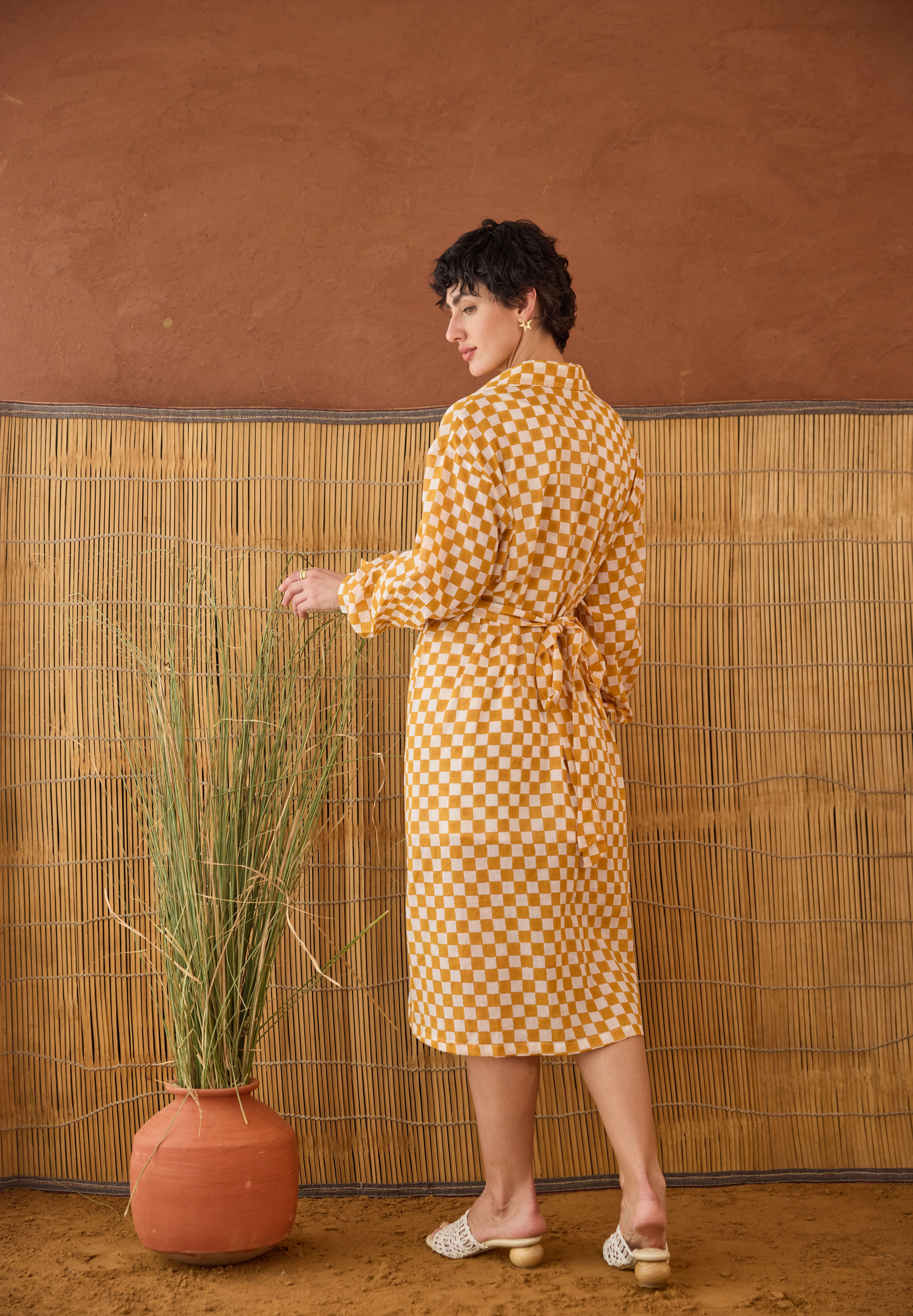 Golden Hour Gingham  Shirt Dress