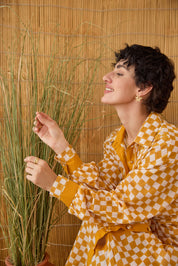 Golden Hour Gingham  Shirt Dress