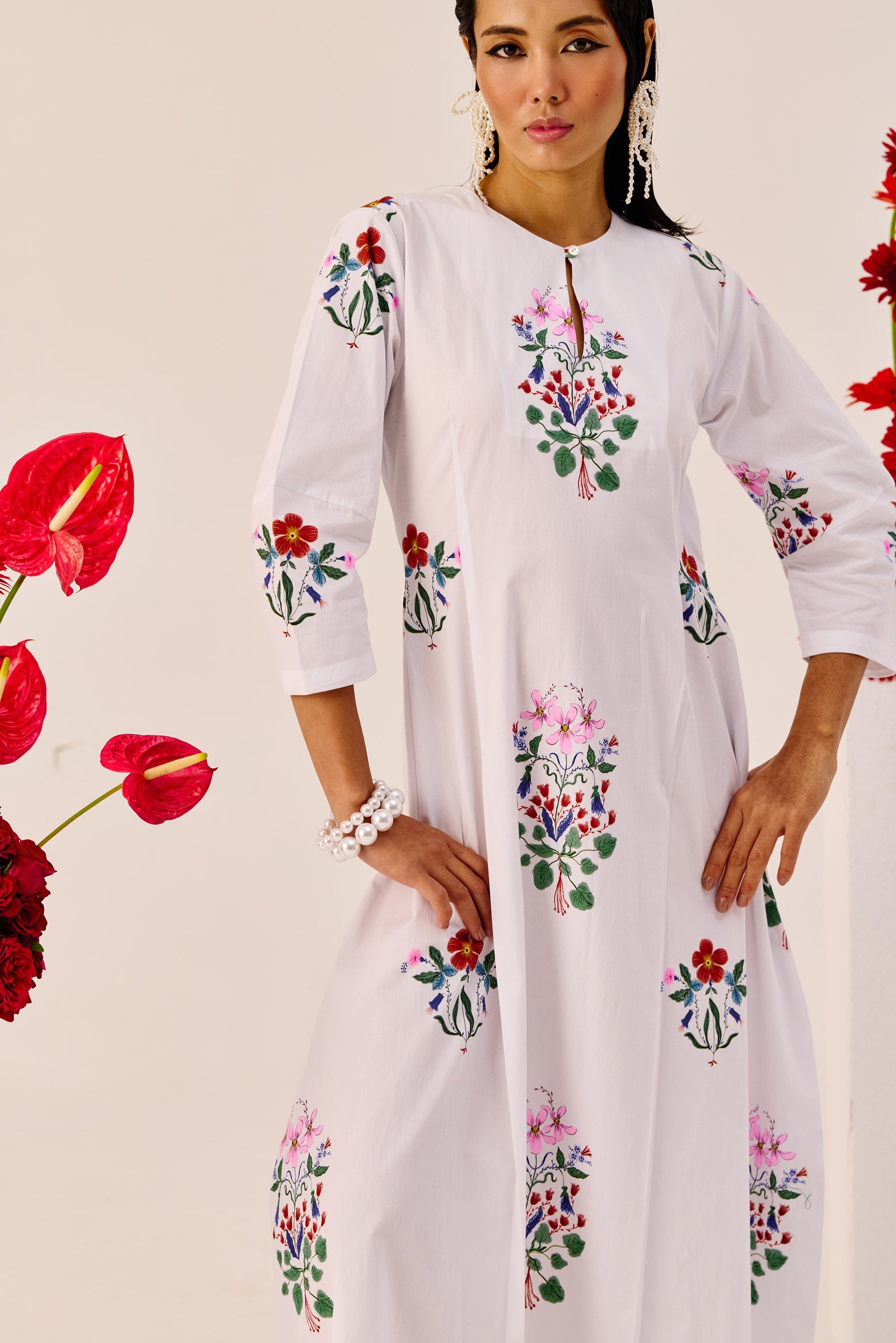 White Printed Maxi Dress