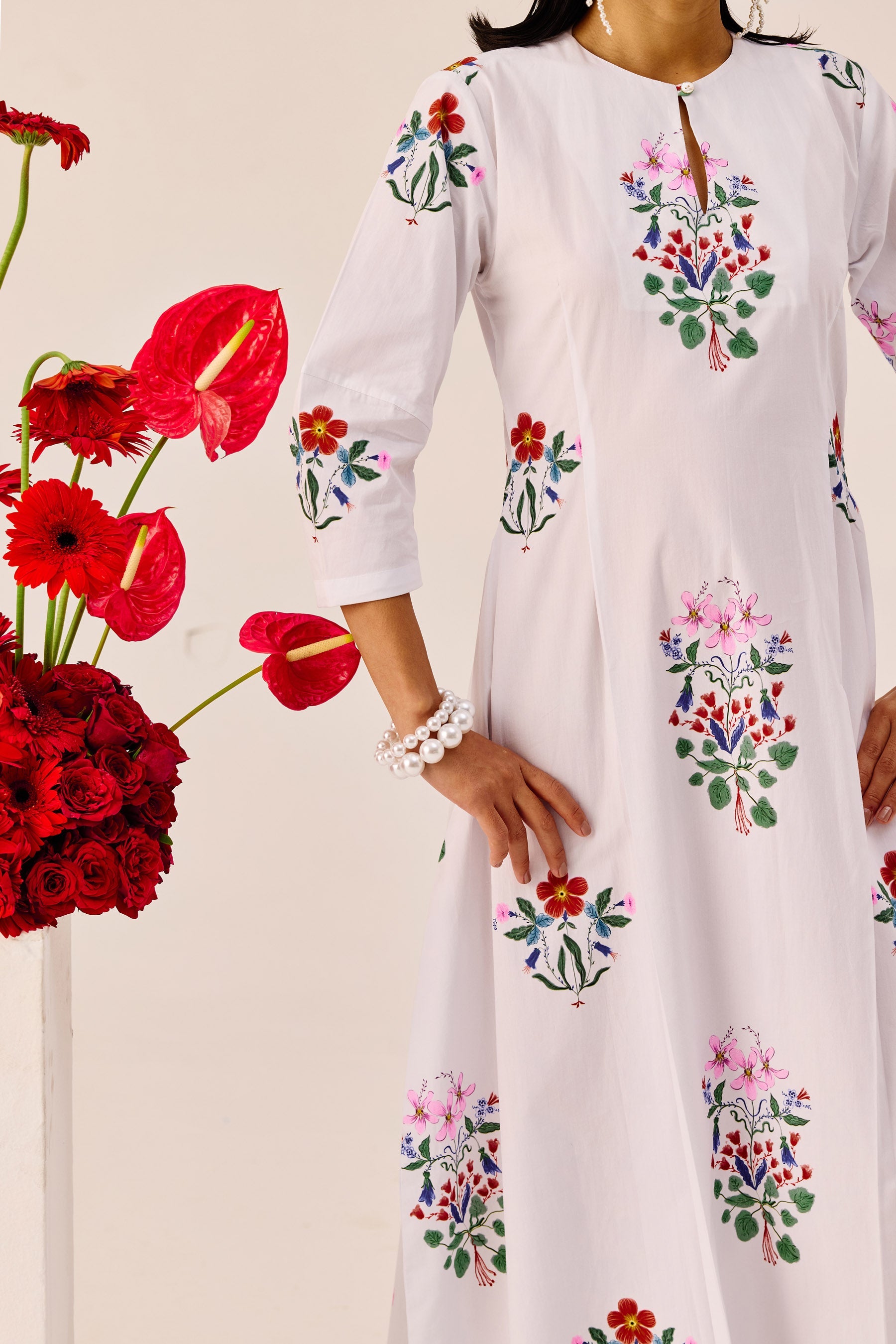 White Printed Maxi Dress