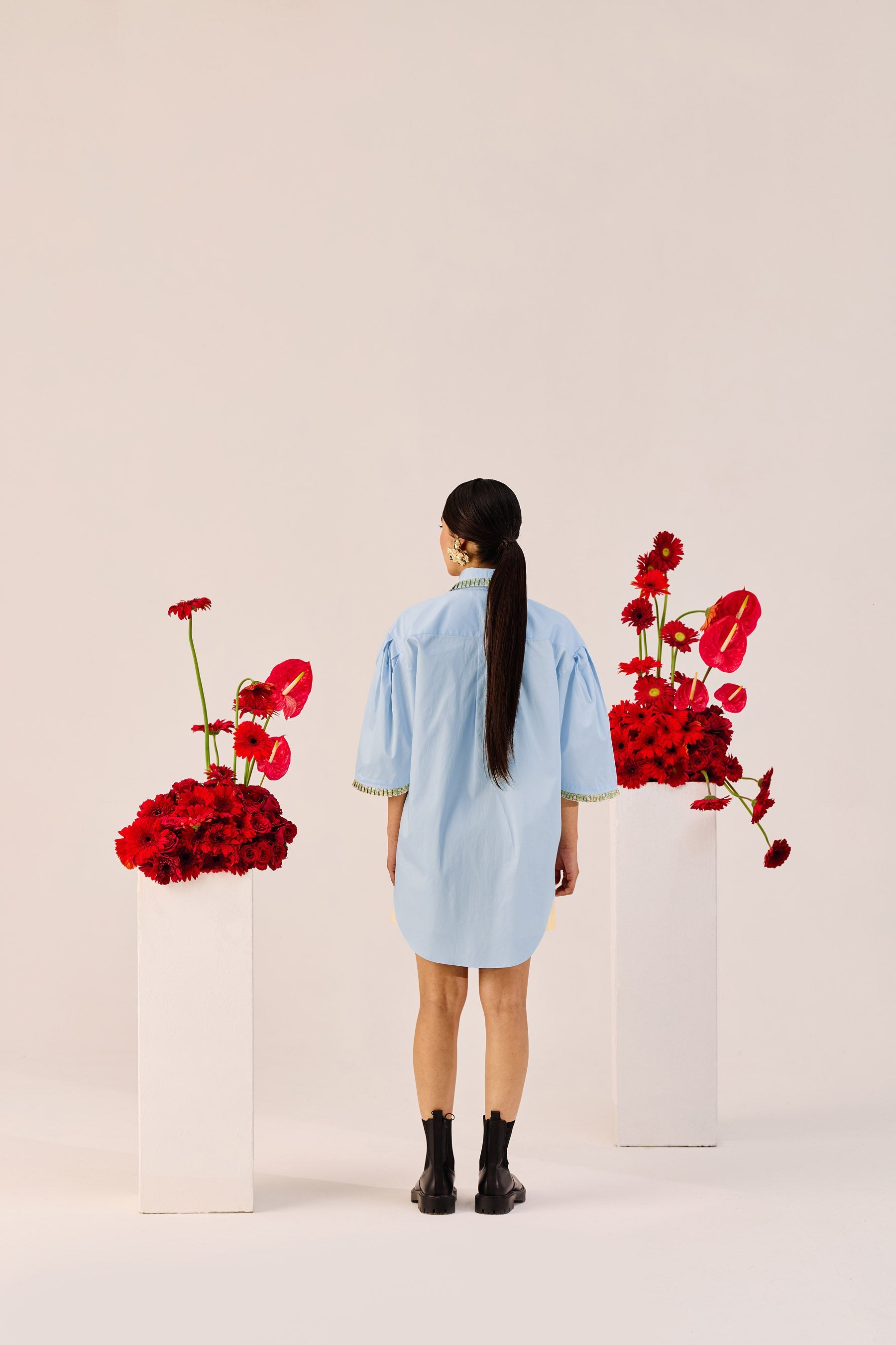 Powder Blue Lace Oversized Shirt