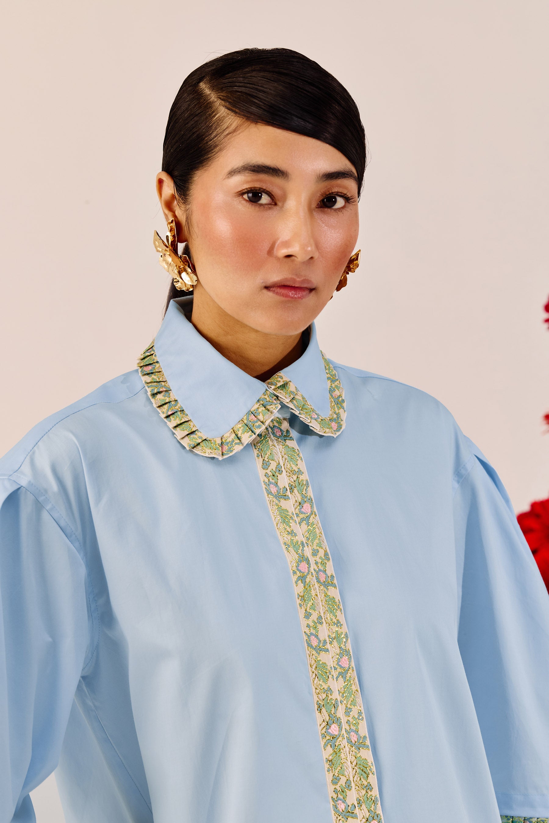 Powder Blue Lace Oversized Shirt