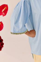 Powder Blue Lace Oversized Shirt