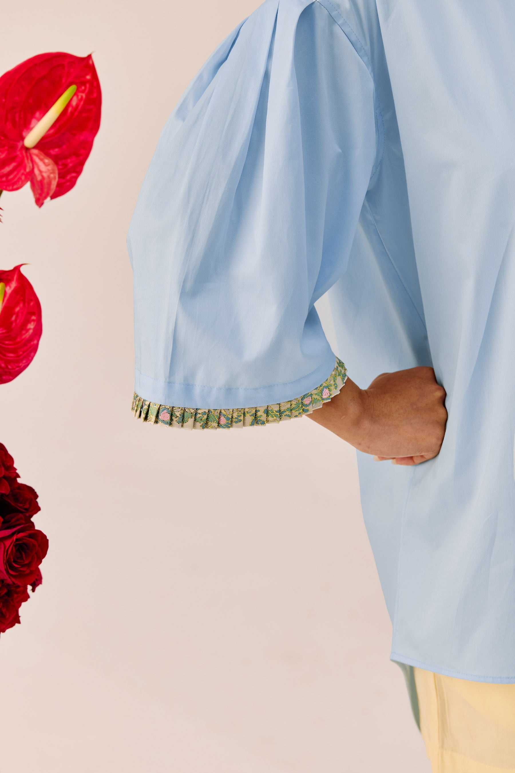 Powder Blue Lace Oversized Shirt