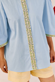 Powder Blue Lace Oversized Shirt