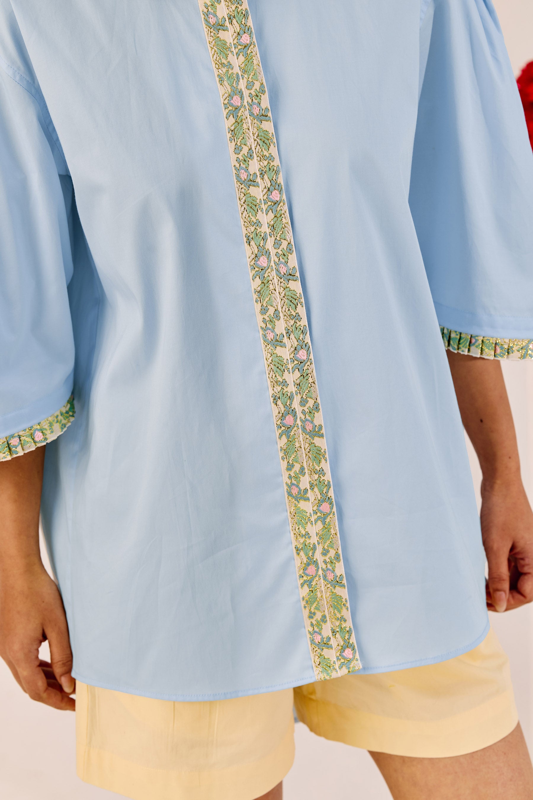 Powder Blue Lace Oversized Shirt