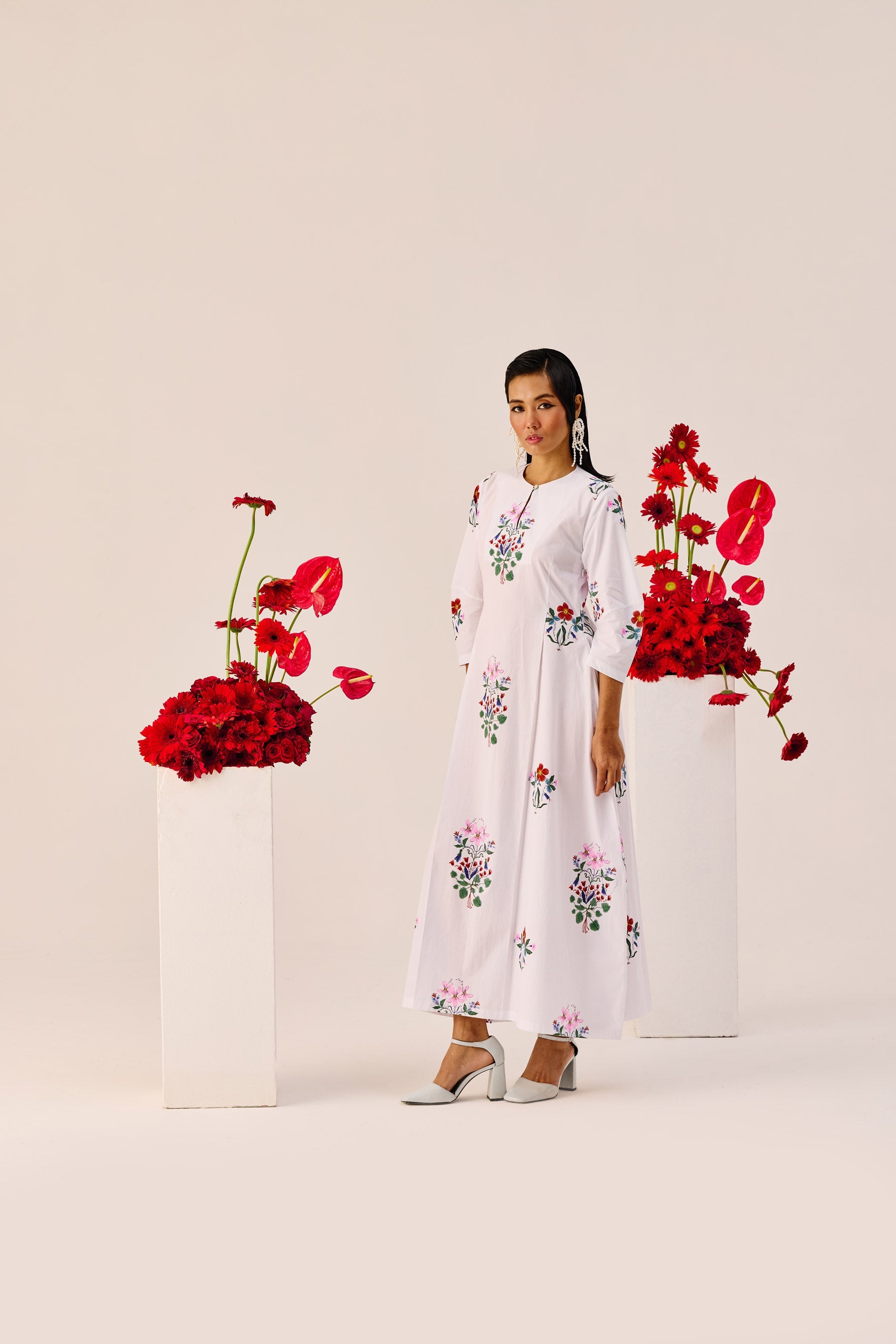 White Printed Maxi Dress