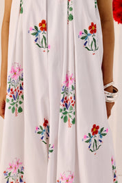 White Floral Wide Leg Strapless Jumpsuit