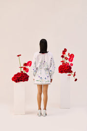 White Floral Printed Mini Skirt