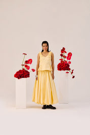 Yellow Ruffle Sleeveless Top