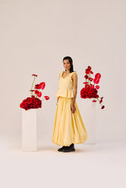 Yellow Flared Maxi Skirt