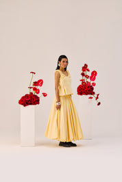 Yellow Flared Maxi Skirt