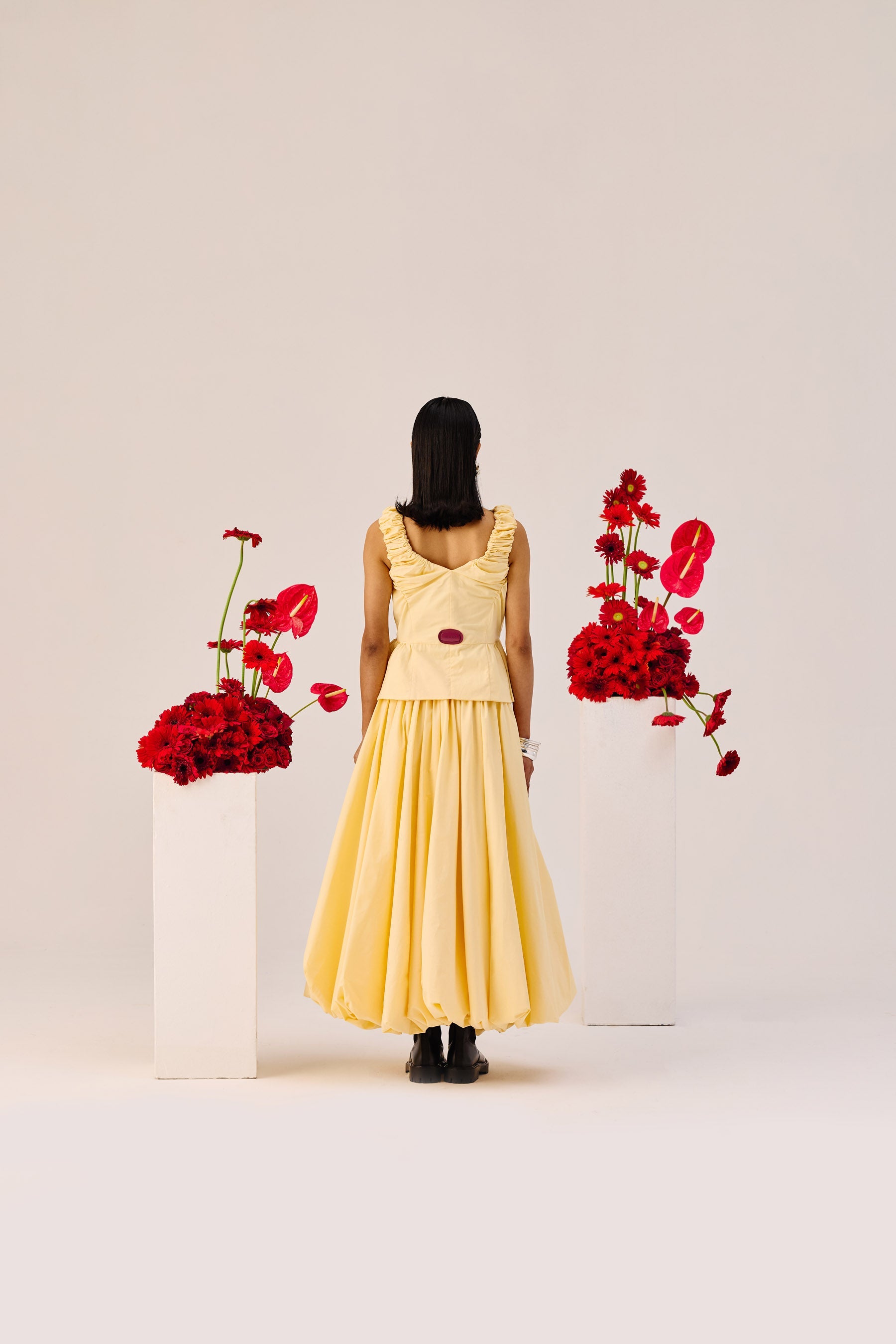 Yellow Flared Maxi Skirt