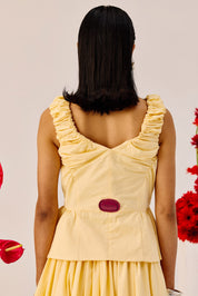 Yellow Ruffle Sleeveless Top