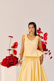 Yellow Flared Maxi Skirt