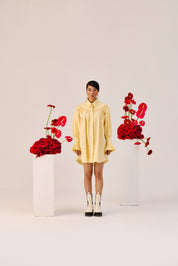 Yellow Oversized Cotton Shirt Dress